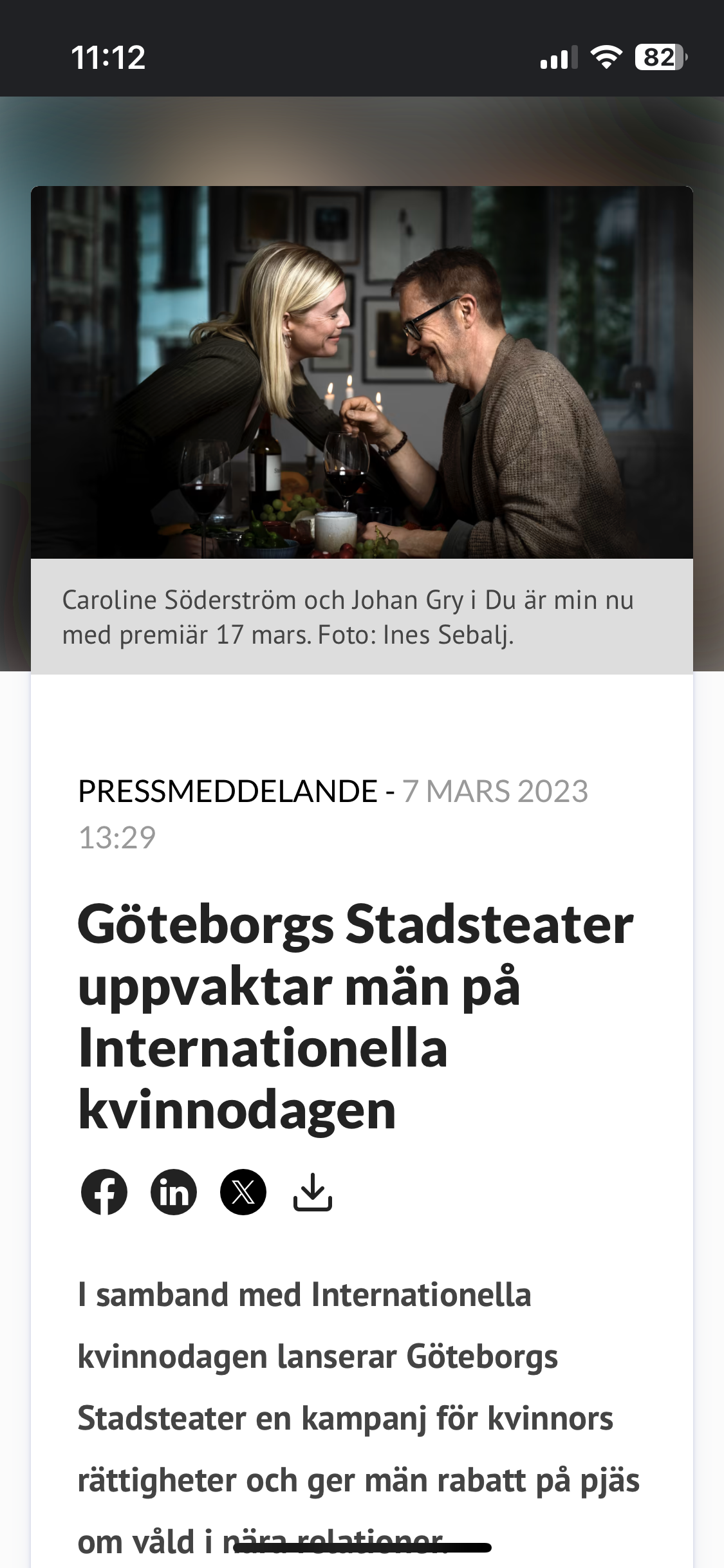Pressmeddelande Göteborgs Stadsteater