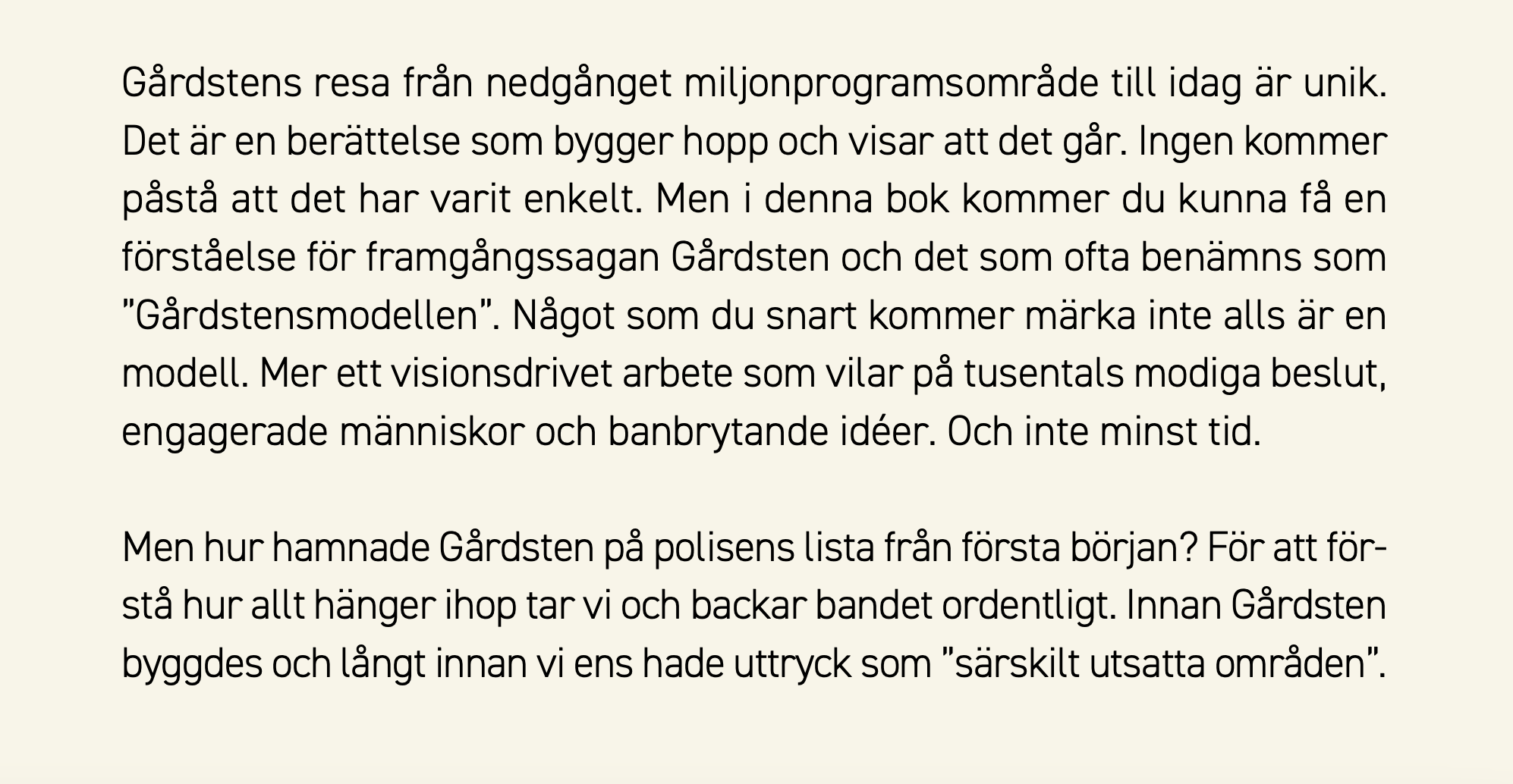 Introduktionstext för "Gårdsten - Det hållbara samhällsbygget"