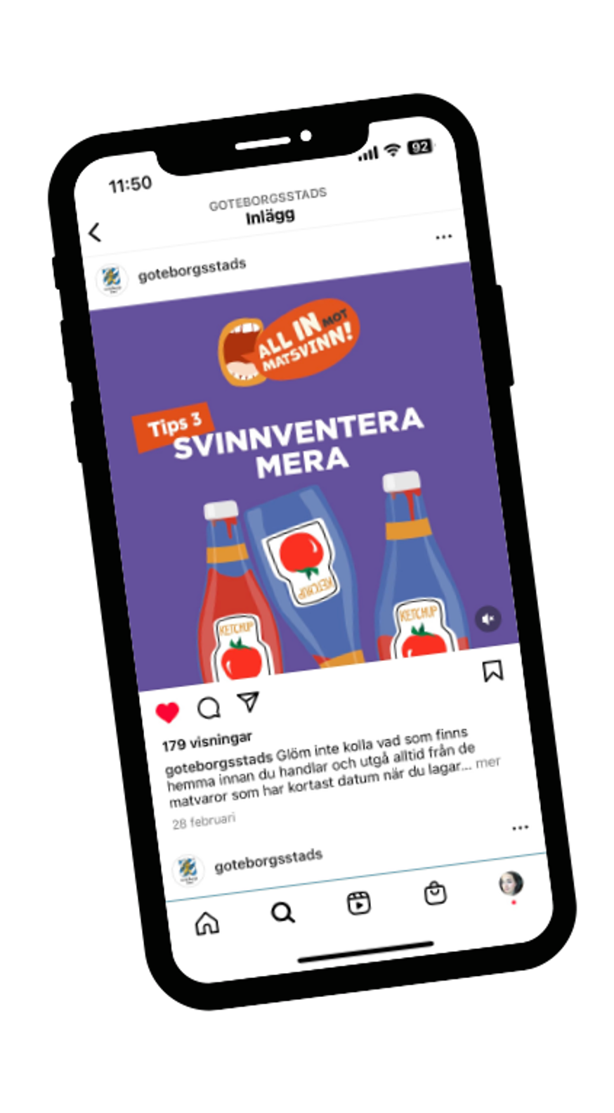 Instagramannons för All in mot matsvinn