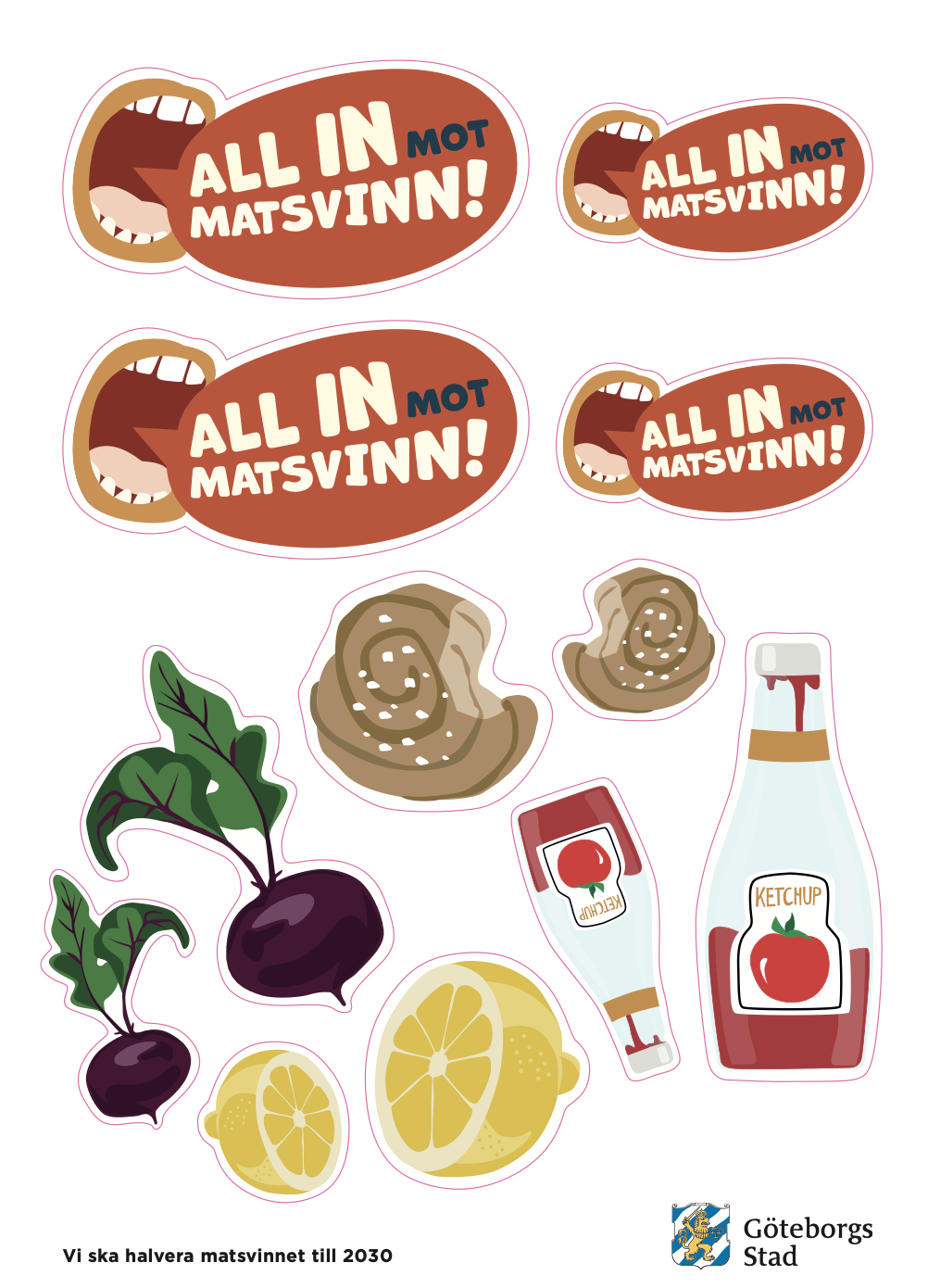 Klistermärken för All in mot matsvinn